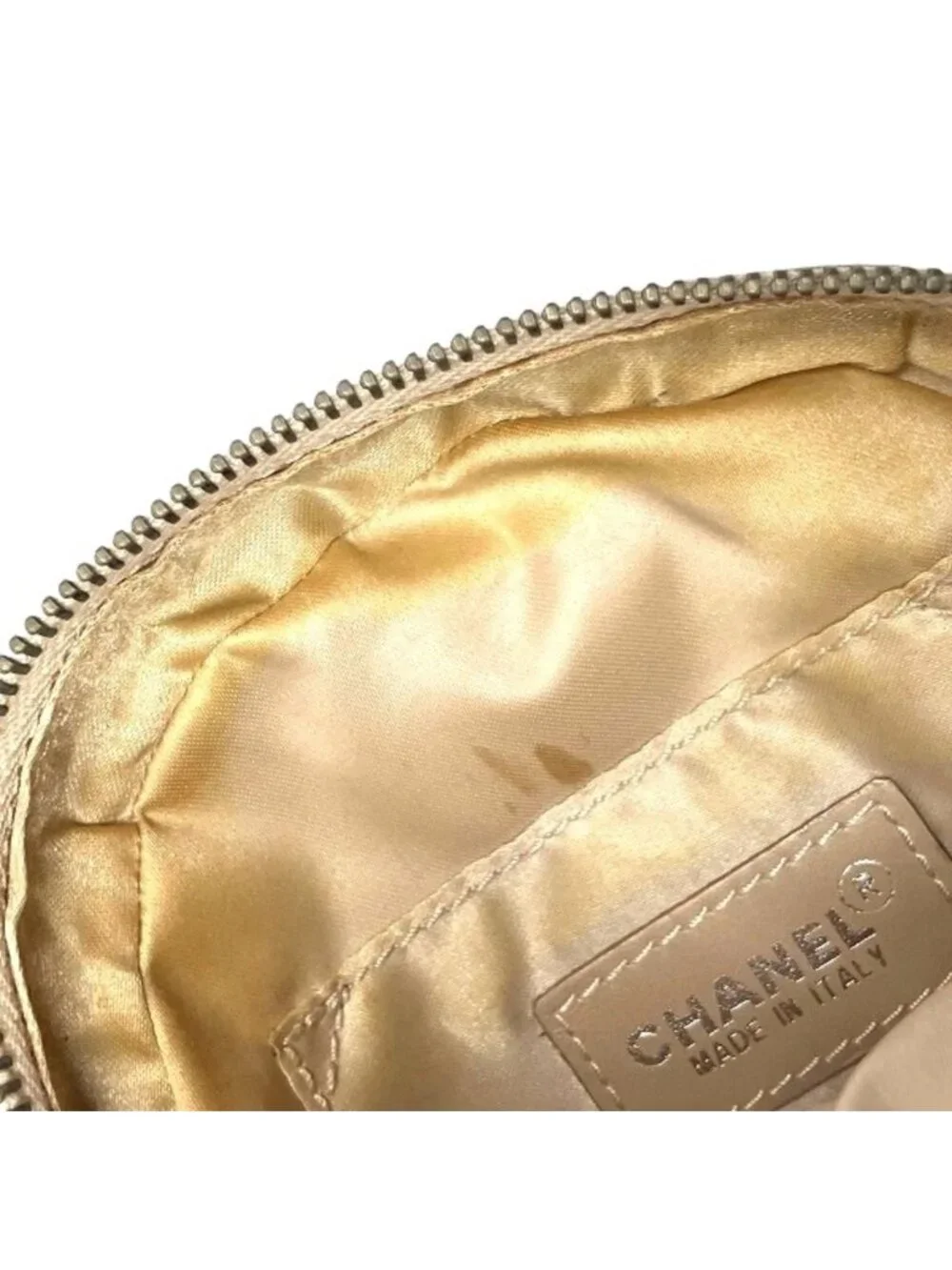 Chanel New Travel Line Round Pouch Canvas Leather